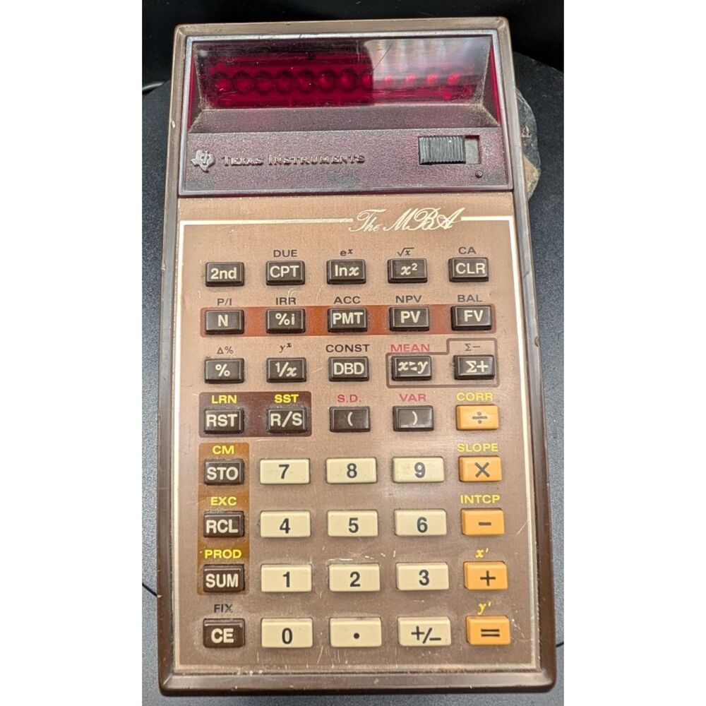 Texas Instruments “The MBA” Vintage Calculator – Parts Only – As‑Is